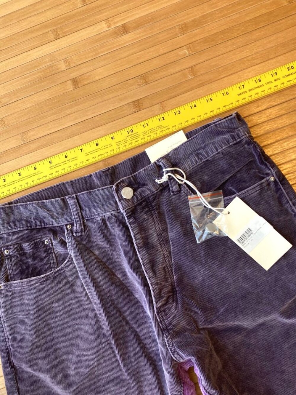 MNML B428 Corduroy Flare Pants Button Fly Mens 32 Purple Two Tone NWT - Picture 9 of 14